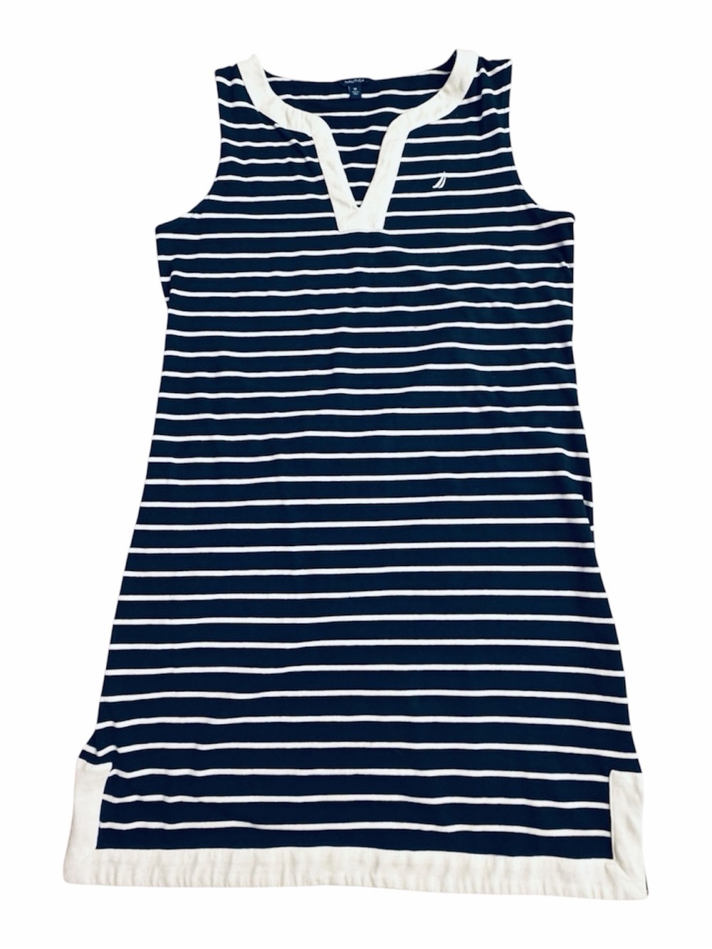 Nautica Navy and White Striped Dress